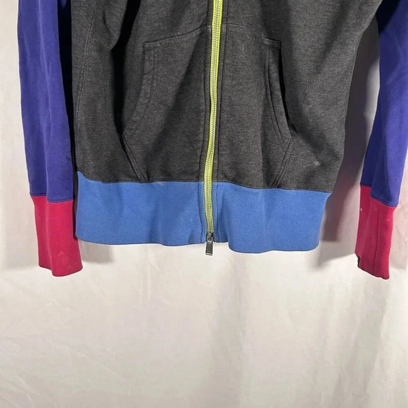 Nike Hoodie Women's Large Grey Purple Full Zip Drawstring Pockets Cotton Sweater - Picture 3 of 12